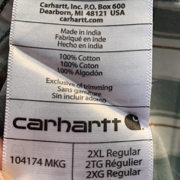 Carhartt Mens 2XL short sleeve plaid button shirt - Picture 10 of 10